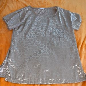 Satin cream cheetah print shirt